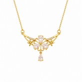 Buy Trending Gold Floral Cluster and Teardrop CZ Pendant Necklace for women