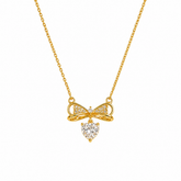 Buy Trending Gold Bow and Heart CZ Pendant Necklace For girl or women