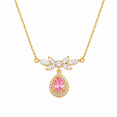 Buy Elegant Pink Pear-Cut Stone Gold Pendant Necklace for women