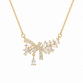 Buy Designer Gold Bow and Droplet CZ Pendant Necklace for women