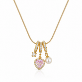 Buy Trending Pink Color Heart Pattern Chain Pendant For women