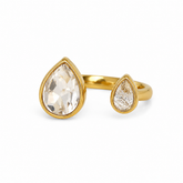 Trending Gold Color Pear Shape Crystal Ring – Modern Open Band Jewelry