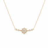 Gold Plated Floral Pendant Necklace for Women | CZ Crystal Flower Design Necklace | Elegant Daily Wear Jewellery for Women & Girls