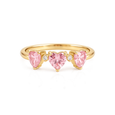 Yamiluxe Triple Heart Adjustable Ring with Pink Cubic Zirconia