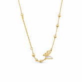 Elegant Butterfly Charm Necklace with Beaded Chain