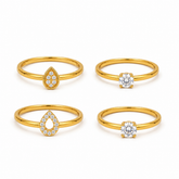 Yamiluxe Luxury Golden color CZ Diamond Ring Combo for Women