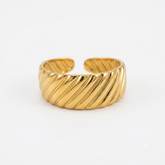 Minimalist Gold Wide Ring – Textured Statement Band for Women