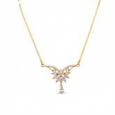 Buy Latest Designer Gold Floral Cluster and Droplet CZ Pendant Necklace