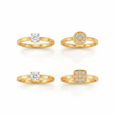 Elegant Golden color Tone CZ Ring Combo Set