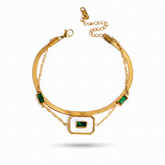 Buy Latest Trending Green Stone work Chain bracelet for women