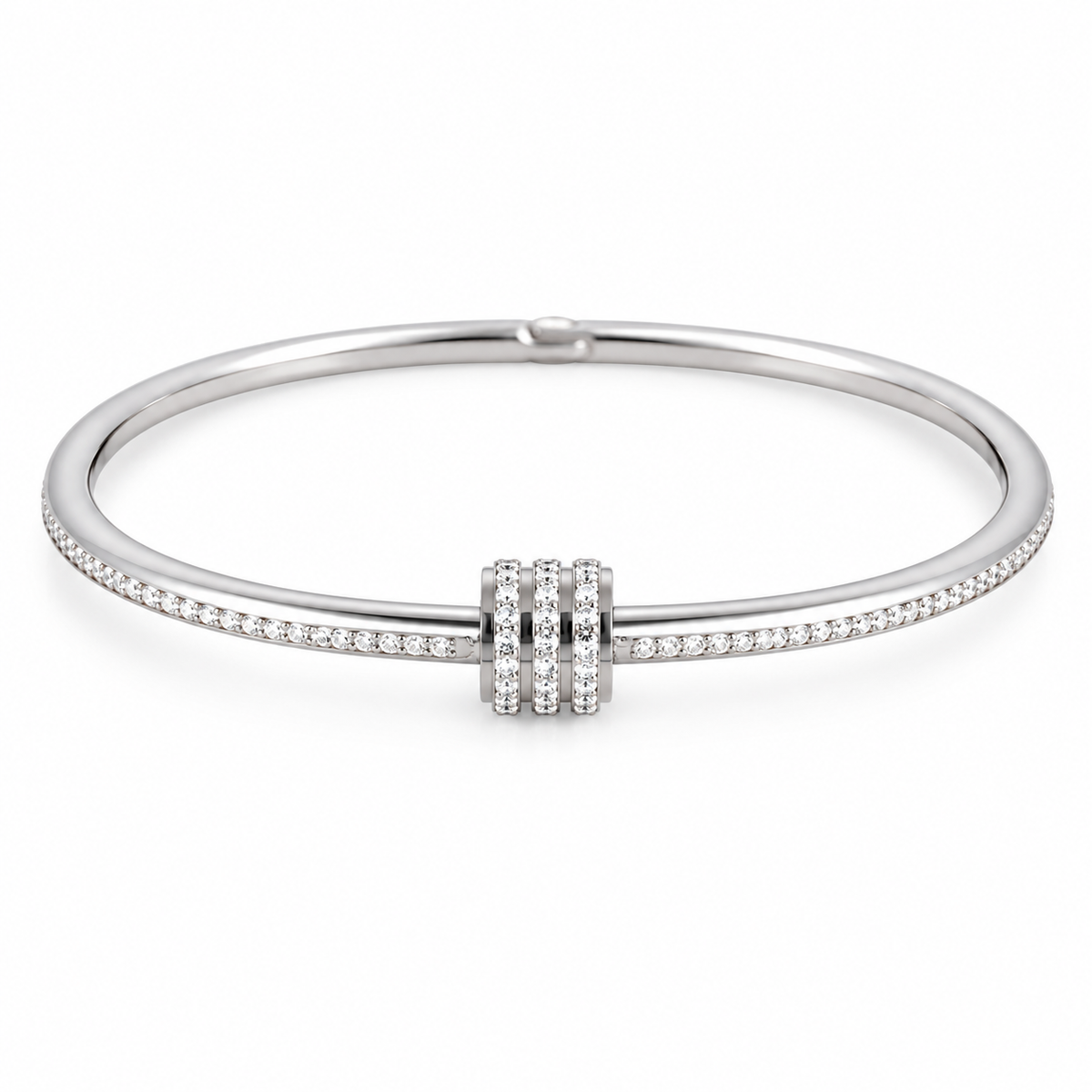 Buy Silver Color Solid diamond work circle pendant For Women