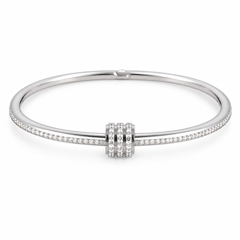 Buy Silver Color Solid diamond work circle pendant For Women