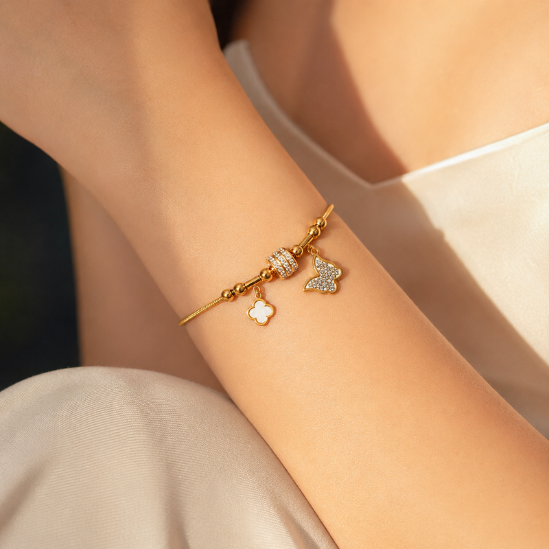 Buy Trending Butterfly with flower pattern anti tarnish bracelet for women