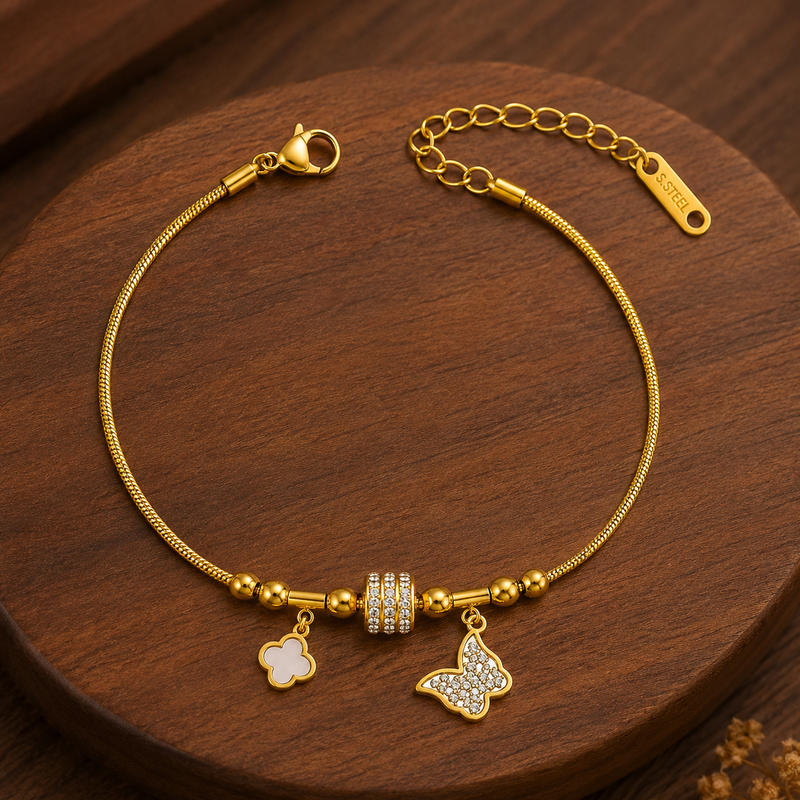 Buy Trending Butterfly with flower pattern anti tarnish bracelet for women