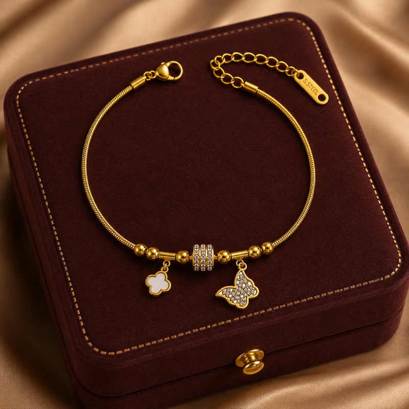 Buy Trending Butterfly with flower pattern anti tarnish bracelet for women