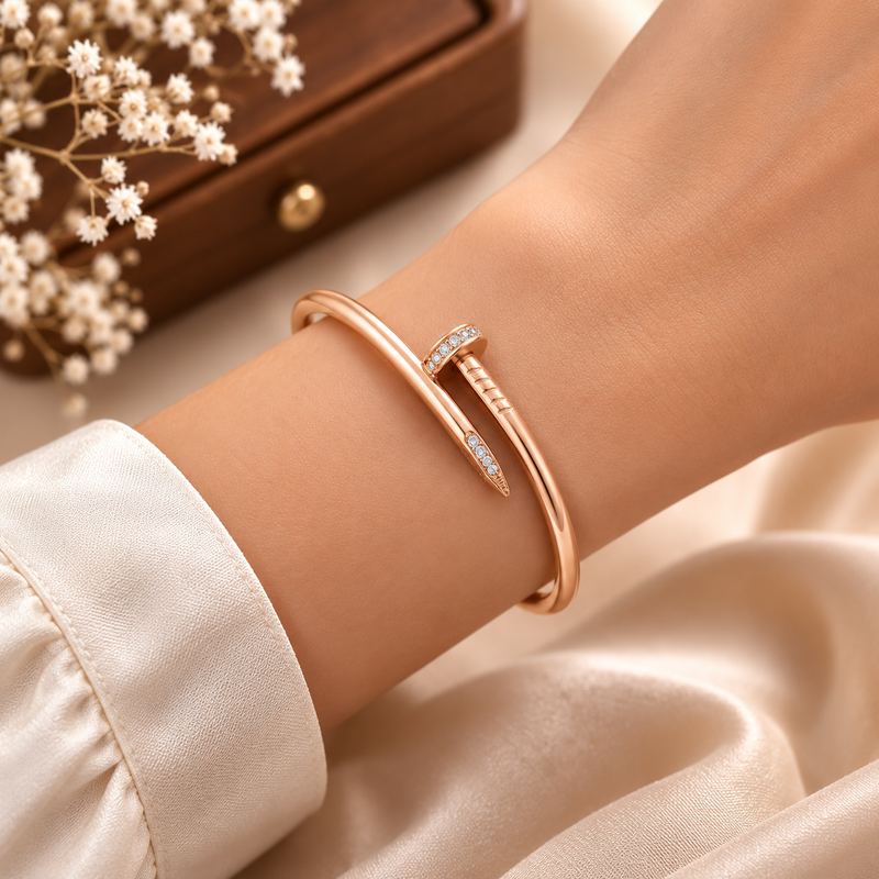 Buy Trending Rose gold color Screw pattern Solid bracelet for women