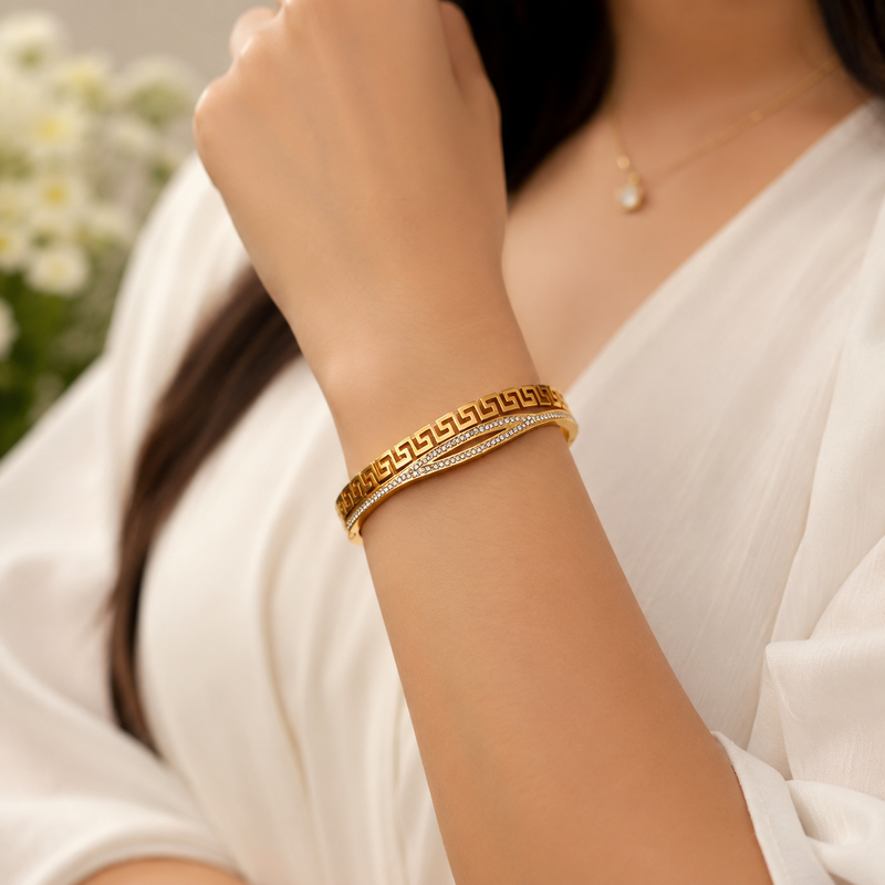 Buy Trending Multilayer With Diamond work Solid Bracelet for women
