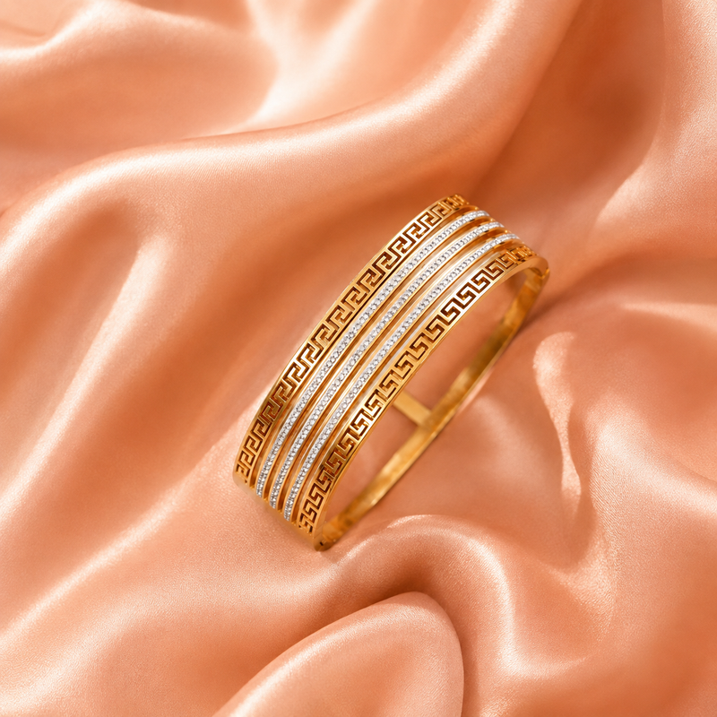 Buy Trending Multilayer Diamond work solid bracelet for women