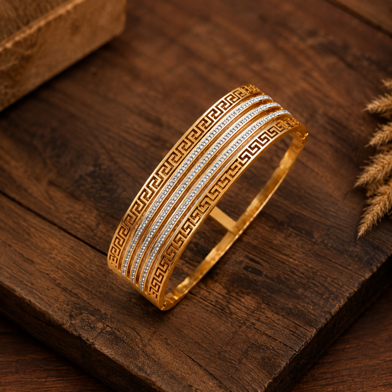 Buy Trending Multilayer Diamond work solid bracelet for women