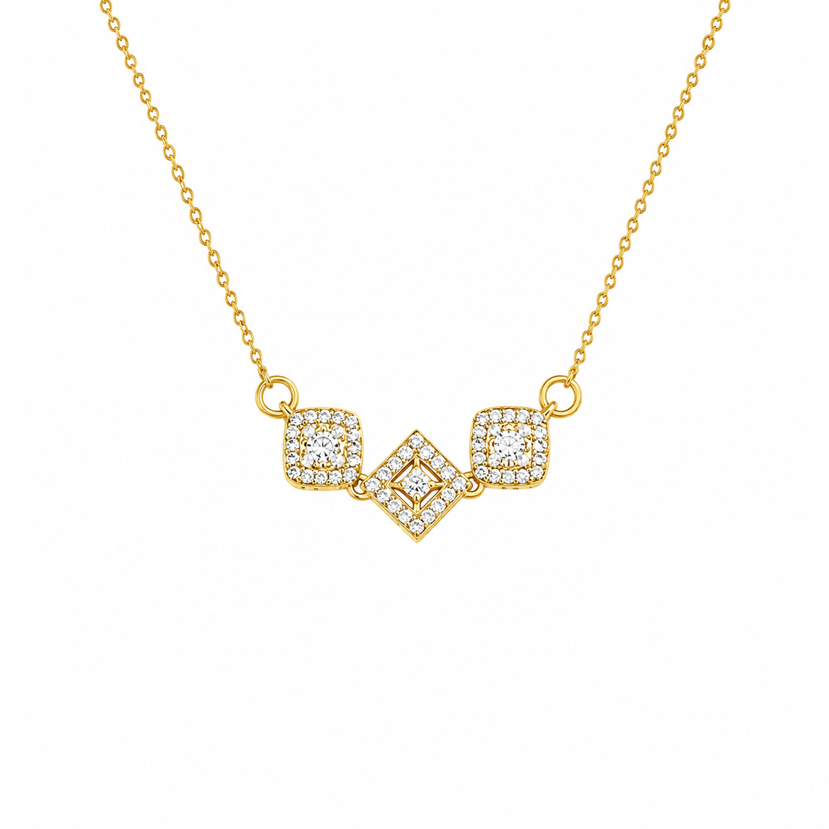 Buy Geometric Halo and Diamond-Shape CZ Pendant Necklace for women