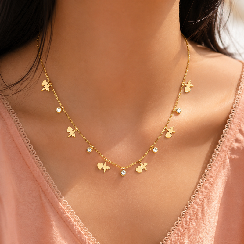 Buy Premium Gold Heartbeat Charm Chain Pendant Necklace For women