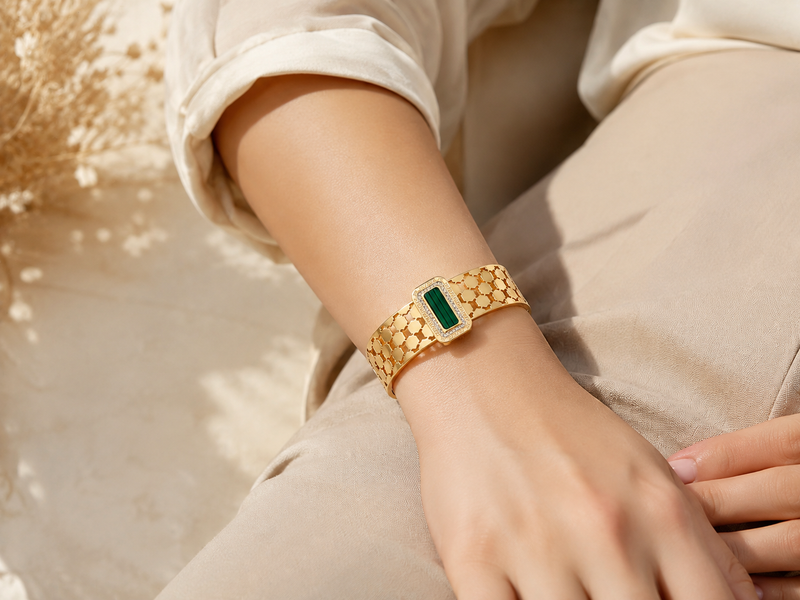 Buy Premium Honeycomb Design Cuff Bracelet with Crystal & Pearl Detailing for women