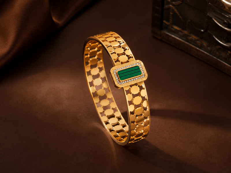 Buy Premium Honeycomb Design Cuff Bracelet with Crystal & Pearl Detailing for women