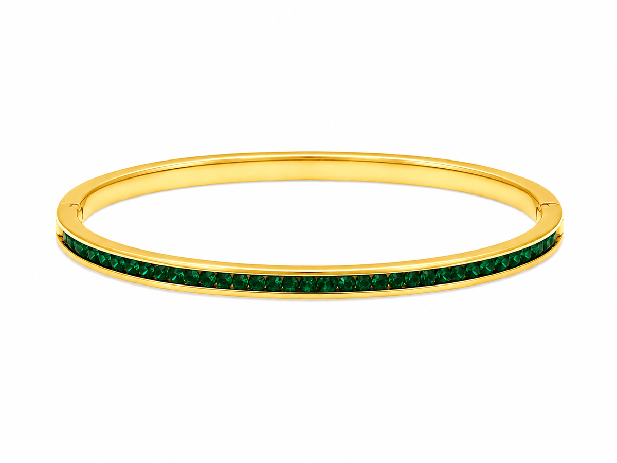 Buy Women’s Gold Plated Anti Tarnish Bracelet with Green Stones
