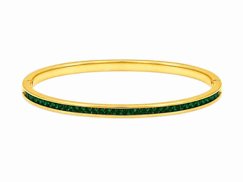 Buy Women’s Gold Plated Anti Tarnish Bracelet with Green Stones