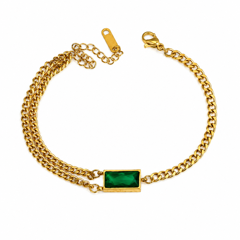 Buy Green Color Diamond Work Multilayer Bracelet For Women