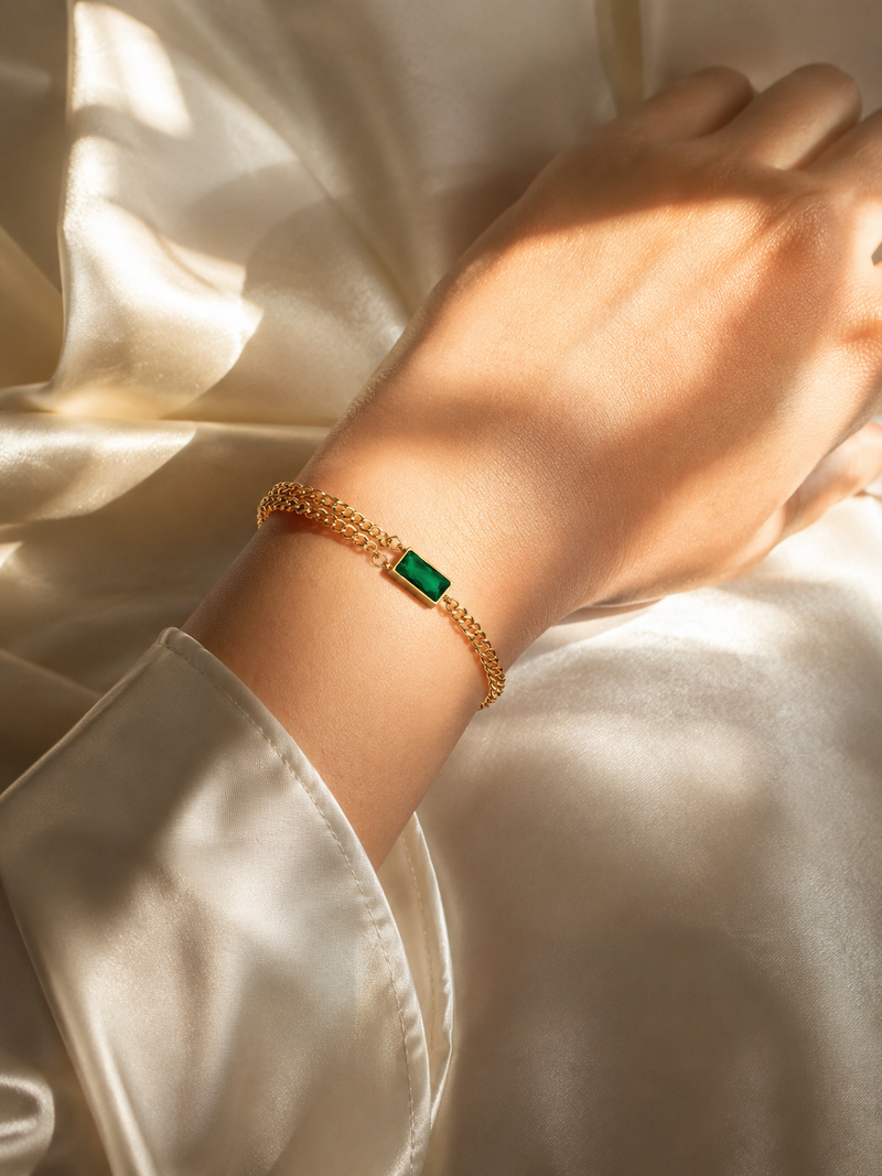 Buy Green Color Diamond Work Multilayer Bracelet For Women