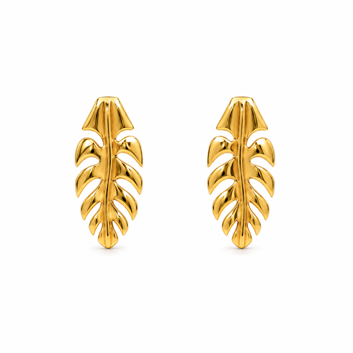 Buy Designer Golden Tropical Leaf Stud Earrings