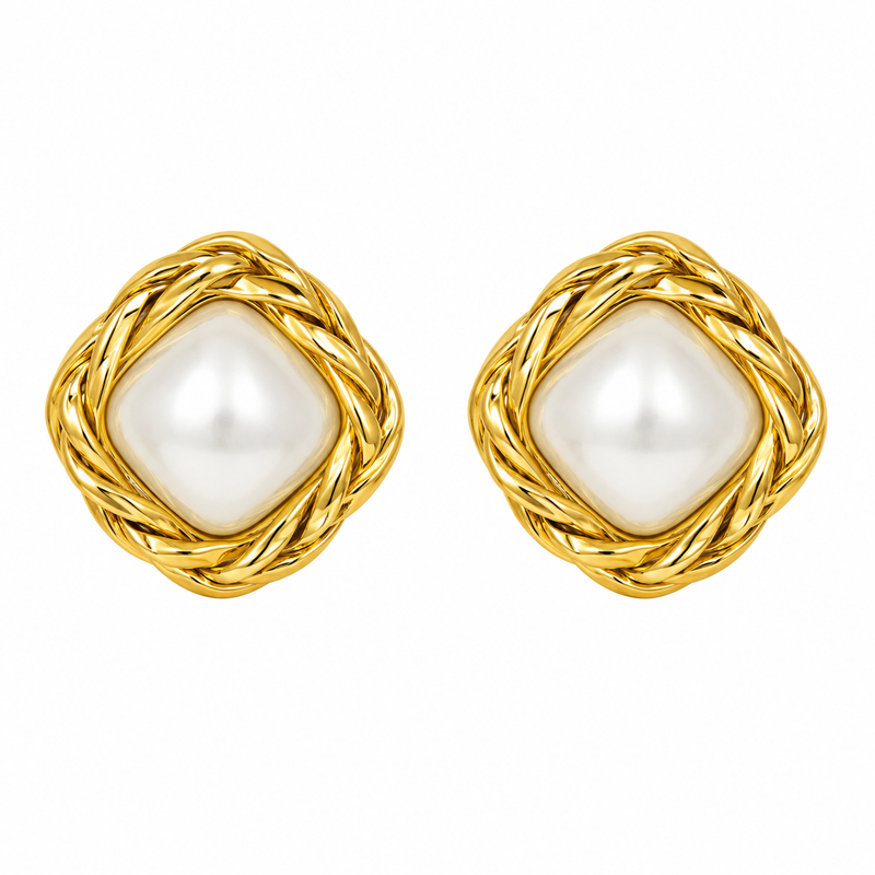 Buy trending Luxury Pearl Square Stud Earrings