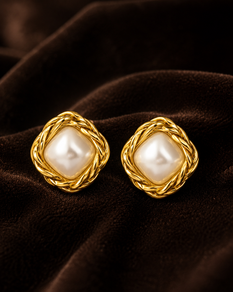 Buy trending Luxury Pearl Square Stud Earrings
