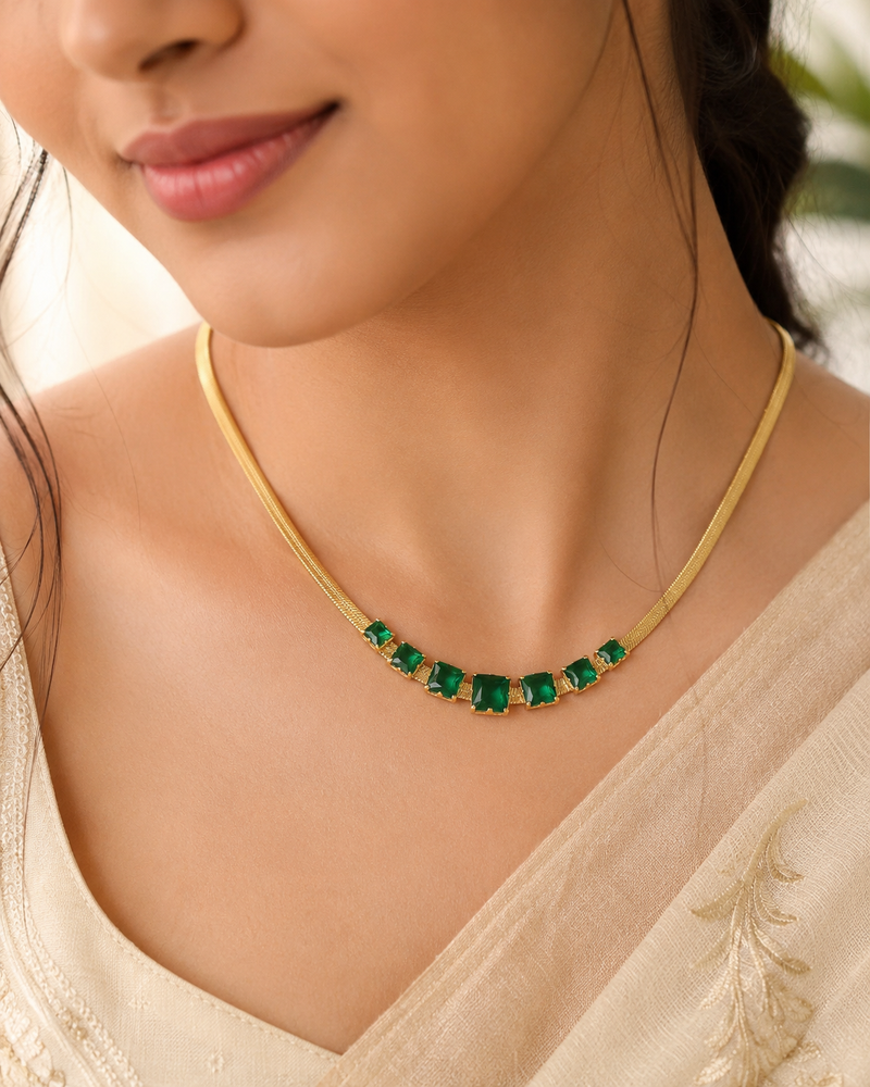 Buy latest trending Green Diamond work neckless for women