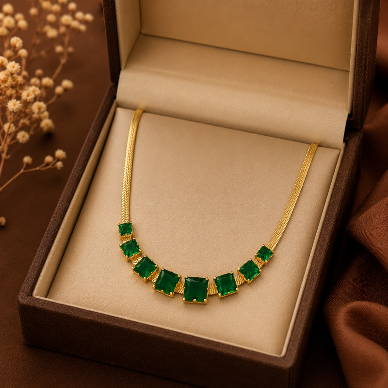 Buy latest trending Green Diamond work neckless for women