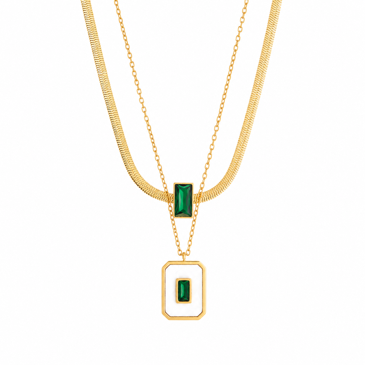 Buy Multi Chin Pendant Green Diamond Work Chain Pendant For Women