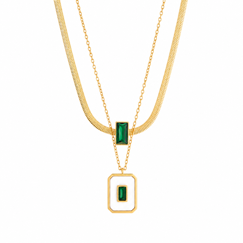 Buy Multi Chin Pendant Green Diamond Work Chain Pendant For Women
