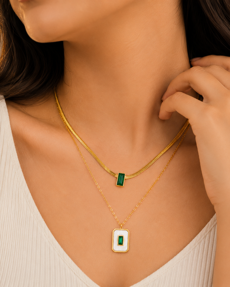 Buy Multi Chin Pendant Green Diamond Work Chain Pendant For Women