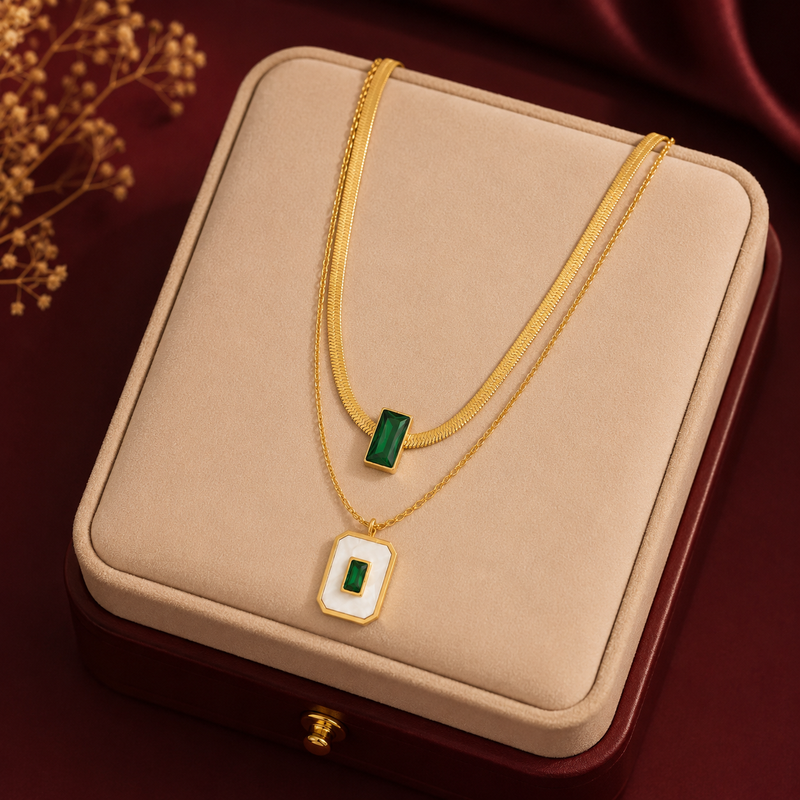 Buy Multi Chin Pendant Green Diamond Work Chain Pendant For Women