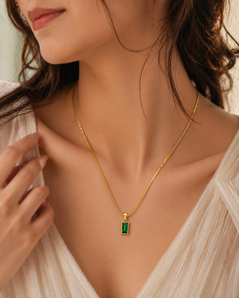 Buy Latest Trending Green color Chain Pendent for women