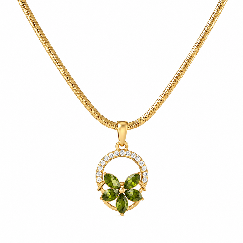 Buy Flower pattern Green color Chain Pendent For Women
