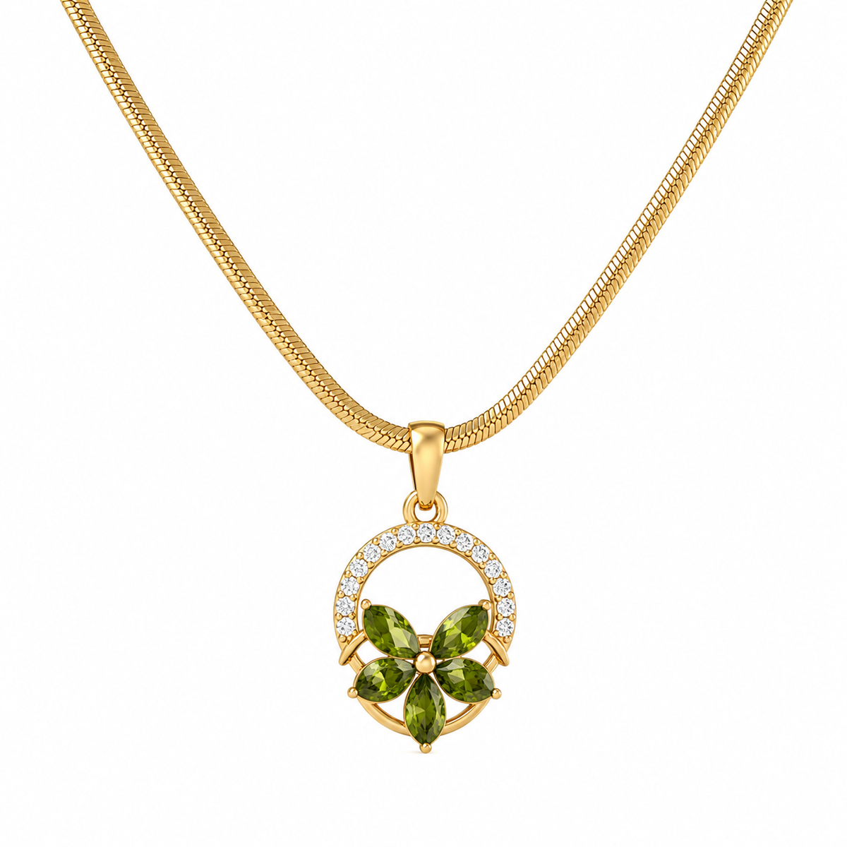 Buy Flower pattern Green color Chain Pendent For Women