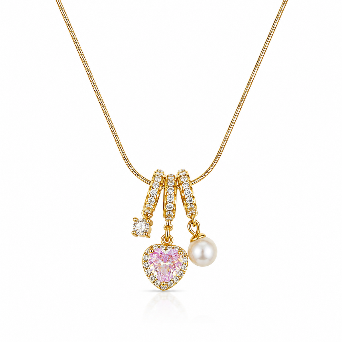 Buy Trending Pink Color Heart Pattern Chain Pendant For women