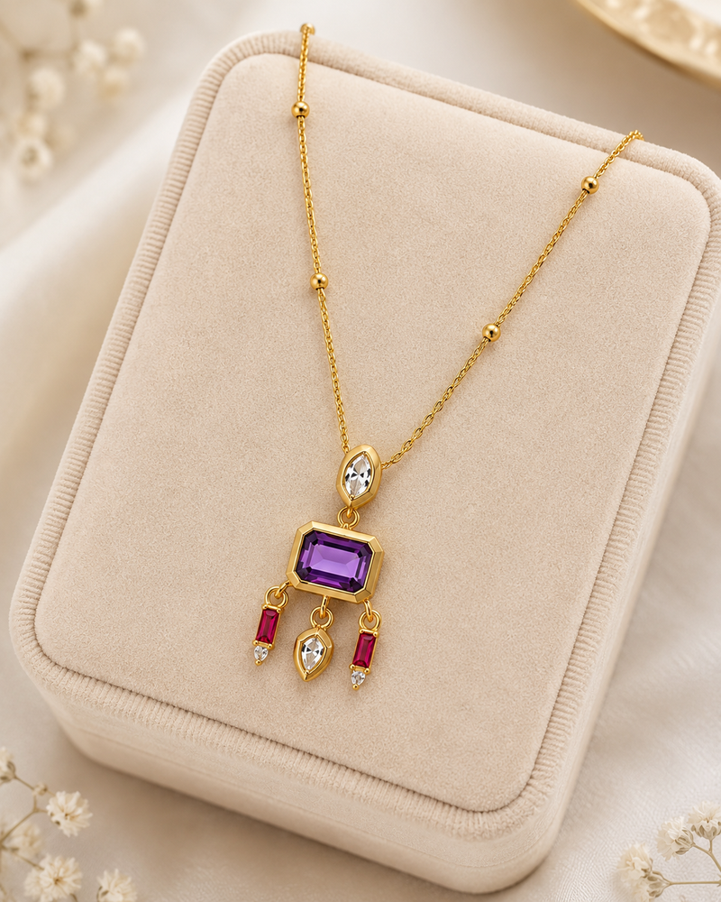 Buy Designer Purple Stone Chain Pendant For Women