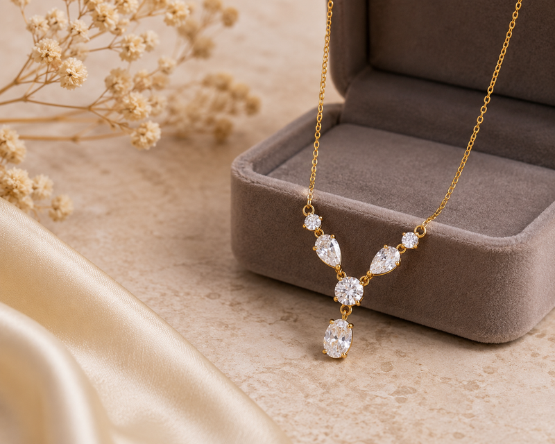 Buy Designer Triangle pattern Diamond Work Chain Pendant For women