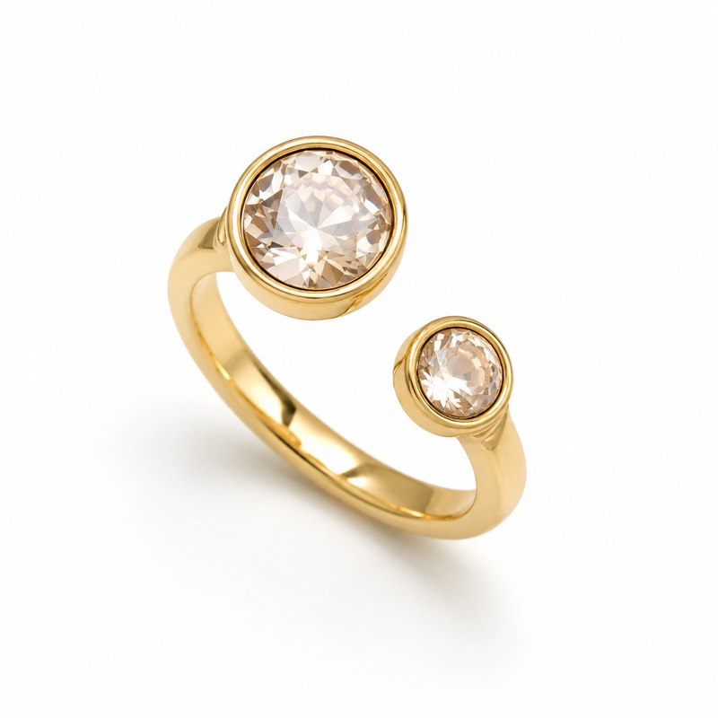 Infinity Dual Crystal Golden color Ring
