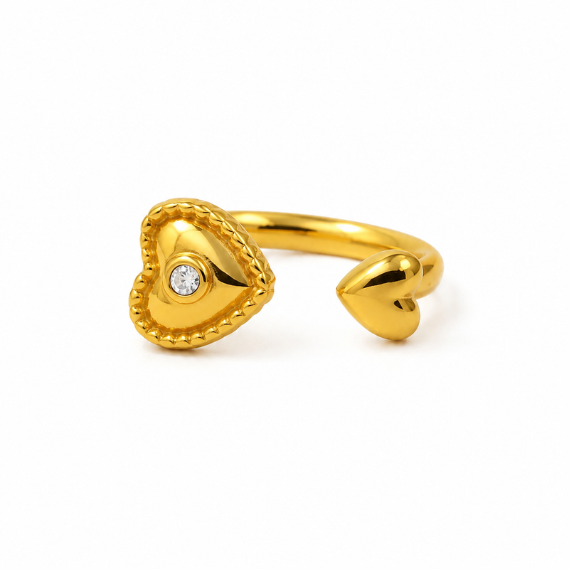 Romantic Heart Golden colour Statement Ring