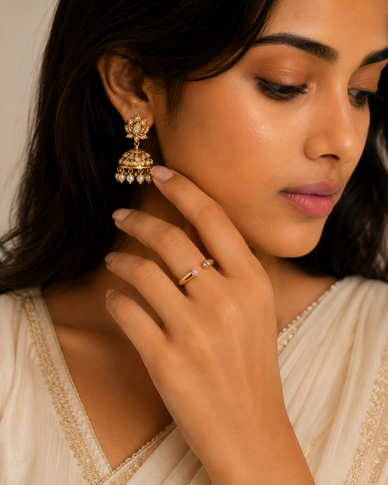 Golden Colour Blush Open Statement Ring