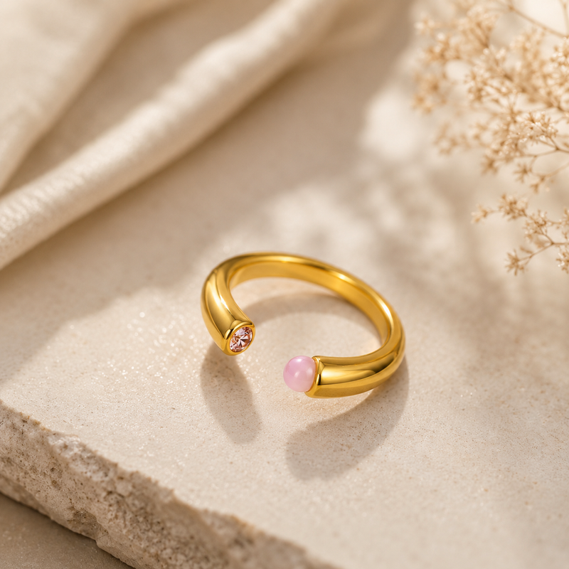 Golden Colour Blush Open Statement Ring